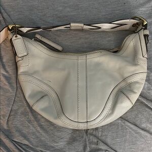 Coach Cream Hobo Leather Bag with Curved Design